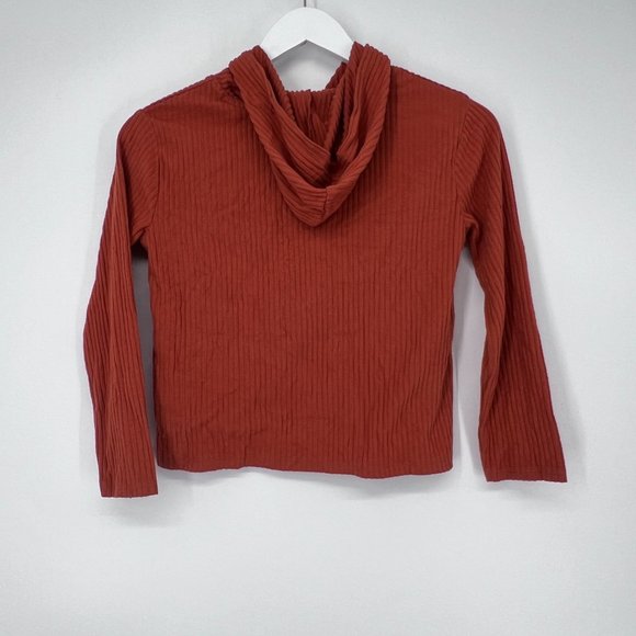 Cat & Jack Girls' L/S Cozy Ribbed Pullover Hoodie Cinnamon Orange M (7/8) NWOT - Picture 4 of 6
